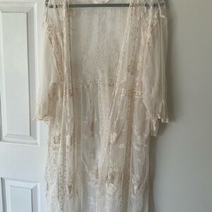LC Lauren Conrad Cream Lace Overlay